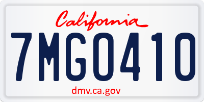 CA license plate 7MGO410