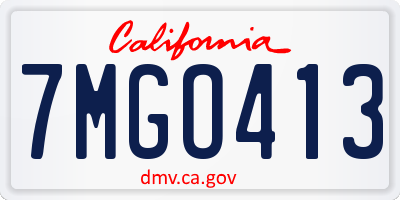CA license plate 7MGO413