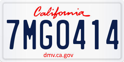 CA license plate 7MGO414