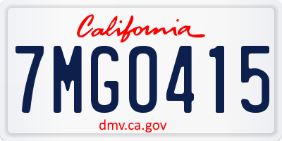 CA license plate 7MGO415
