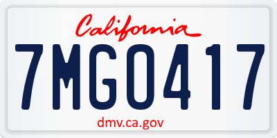 CA license plate 7MGO417