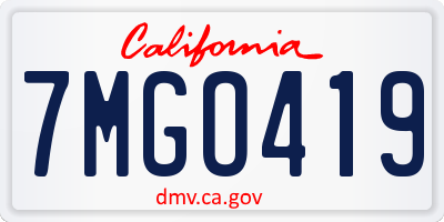 CA license plate 7MGO419