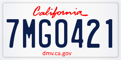CA license plate 7MGO421