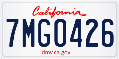 CA license plate 7MGO426