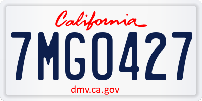 CA license plate 7MGO427