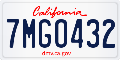 CA license plate 7MGO432