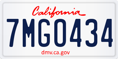 CA license plate 7MGO434
