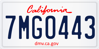 CA license plate 7MGO443