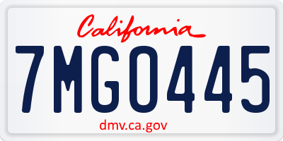 CA license plate 7MGO445