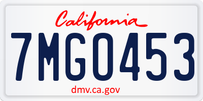 CA license plate 7MGO453