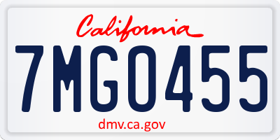 CA license plate 7MGO455