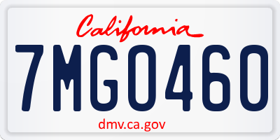 CA license plate 7MGO460