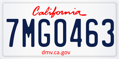 CA license plate 7MGO463