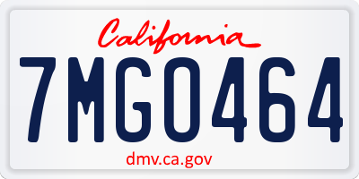 CA license plate 7MGO464