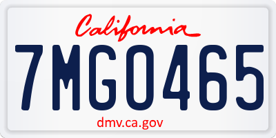 CA license plate 7MGO465