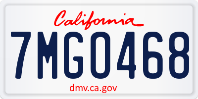 CA license plate 7MGO468
