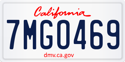 CA license plate 7MGO469