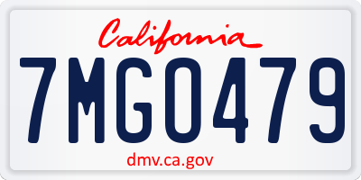 CA license plate 7MGO479