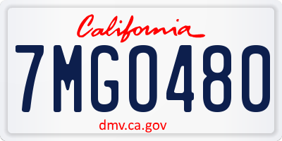 CA license plate 7MGO480