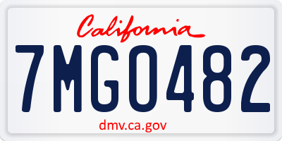 CA license plate 7MGO482