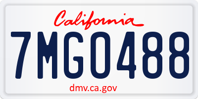 CA license plate 7MGO488