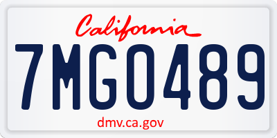 CA license plate 7MGO489