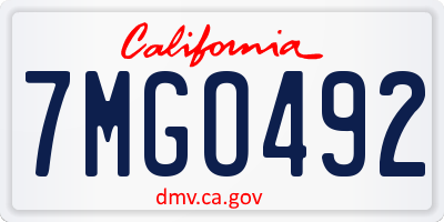 CA license plate 7MGO492