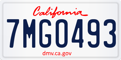 CA license plate 7MGO493