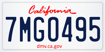 CA license plate 7MGO495