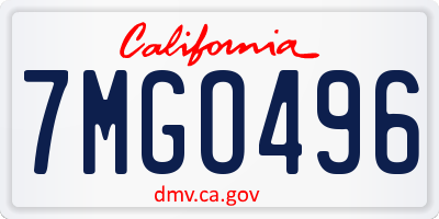 CA license plate 7MGO496