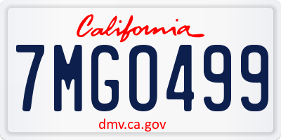CA license plate 7MGO499
