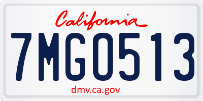 CA license plate 7MGO513