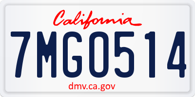 CA license plate 7MGO514