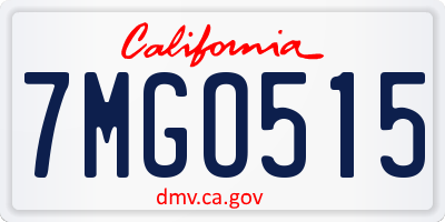 CA license plate 7MGO515