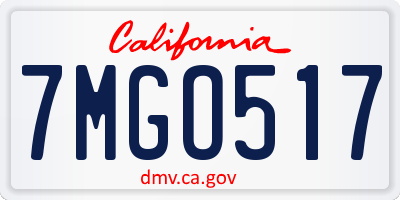 CA license plate 7MGO517