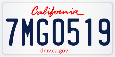 CA license plate 7MGO519