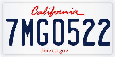 CA license plate 7MGO522