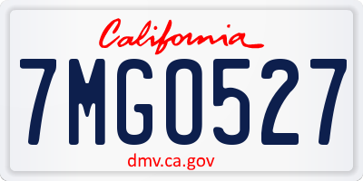 CA license plate 7MGO527