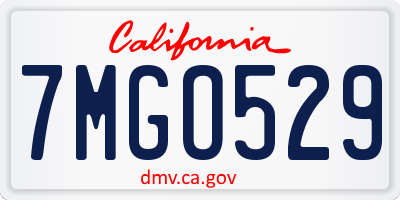 CA license plate 7MGO529