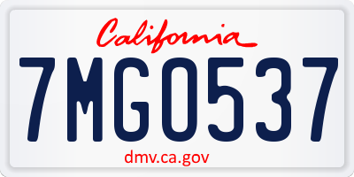 CA license plate 7MGO537