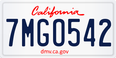 CA license plate 7MGO542