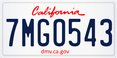 CA license plate 7MGO543
