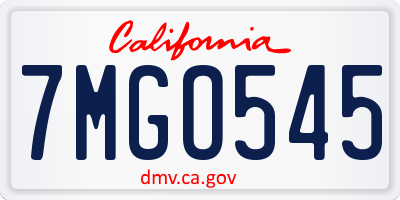 CA license plate 7MGO545