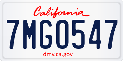 CA license plate 7MGO547