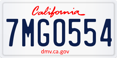 CA license plate 7MGO554