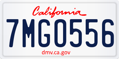 CA license plate 7MGO556