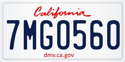 CA license plate 7MGO560