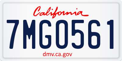 CA license plate 7MGO561