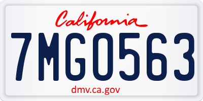 CA license plate 7MGO563