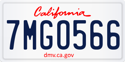 CA license plate 7MGO566